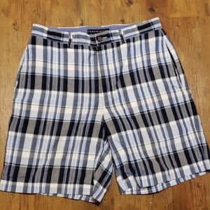 Tommy hilfiger blue grey plaid flat front shorts